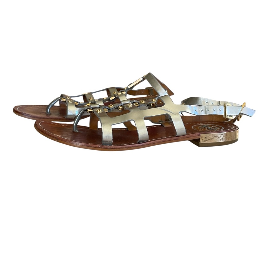 Tory Burch Y2K Silver, Gold and Brown Leather Women's Sandals - Picture 4 of 4